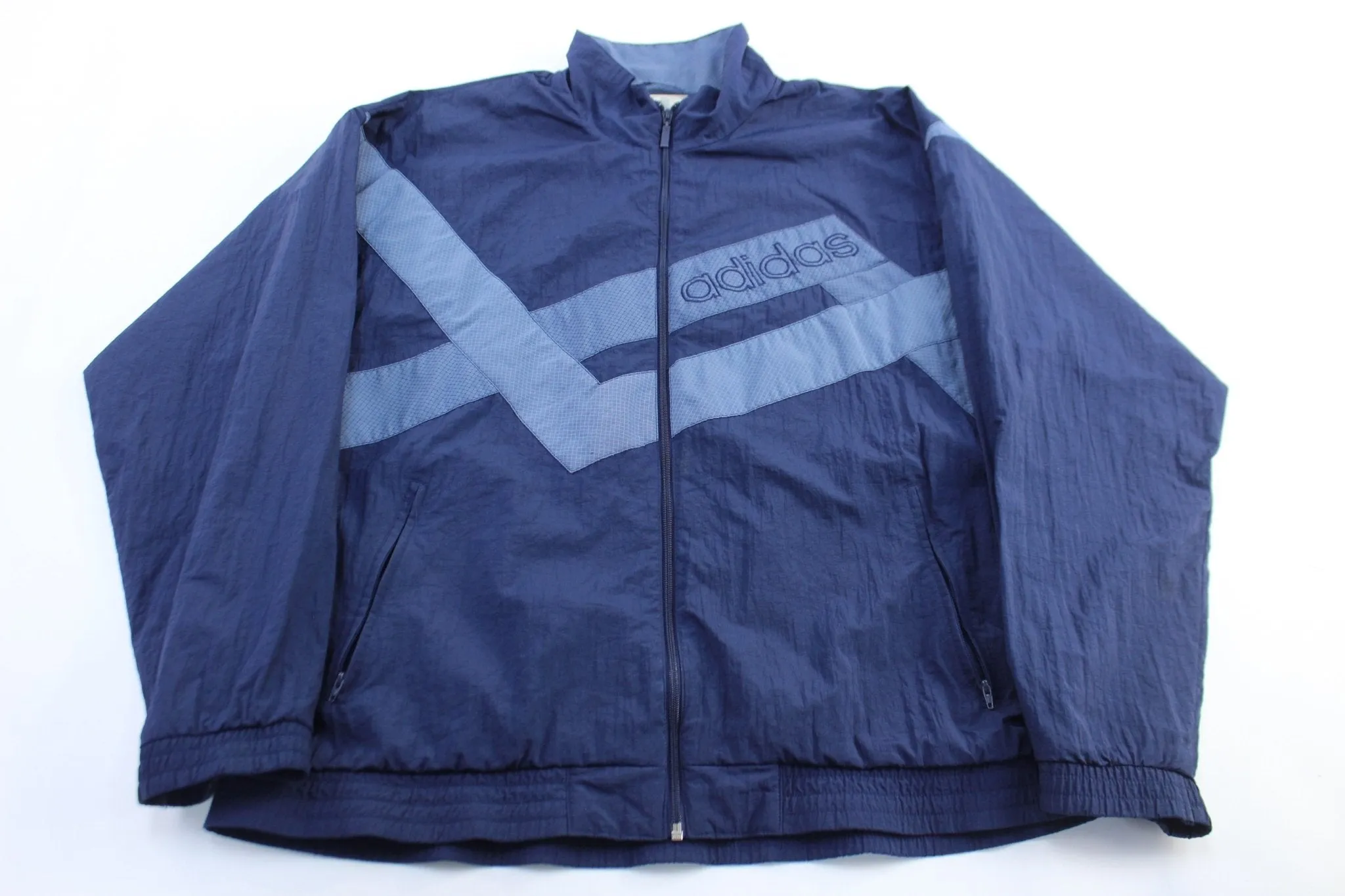 80's Adidas Embroidered Logo Blue Zip Up Jacket