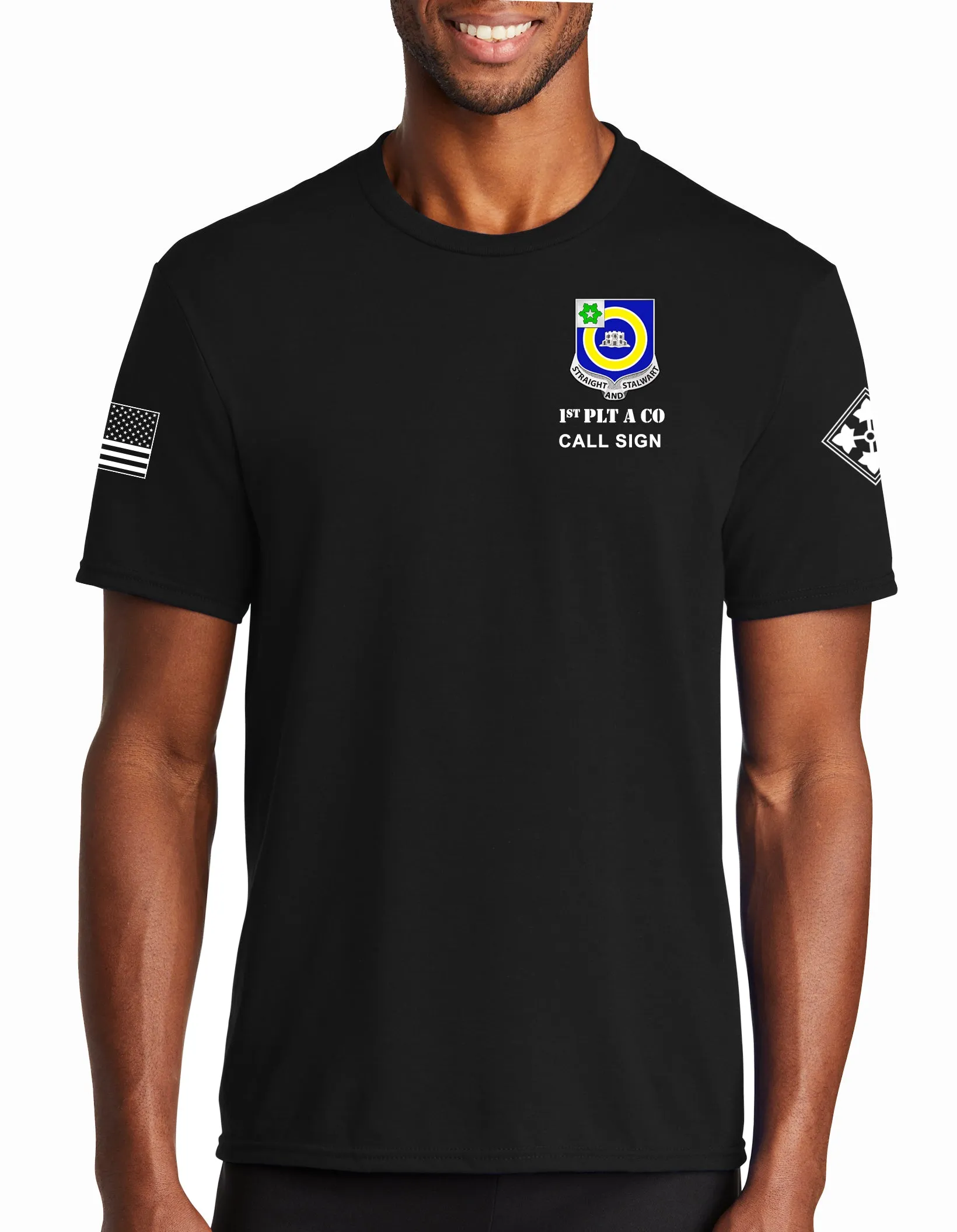 A Co Ghost Unisex Performance Short Sleeve PT Shirt (Feels like Cotton). This shirt IS approved for PT.
