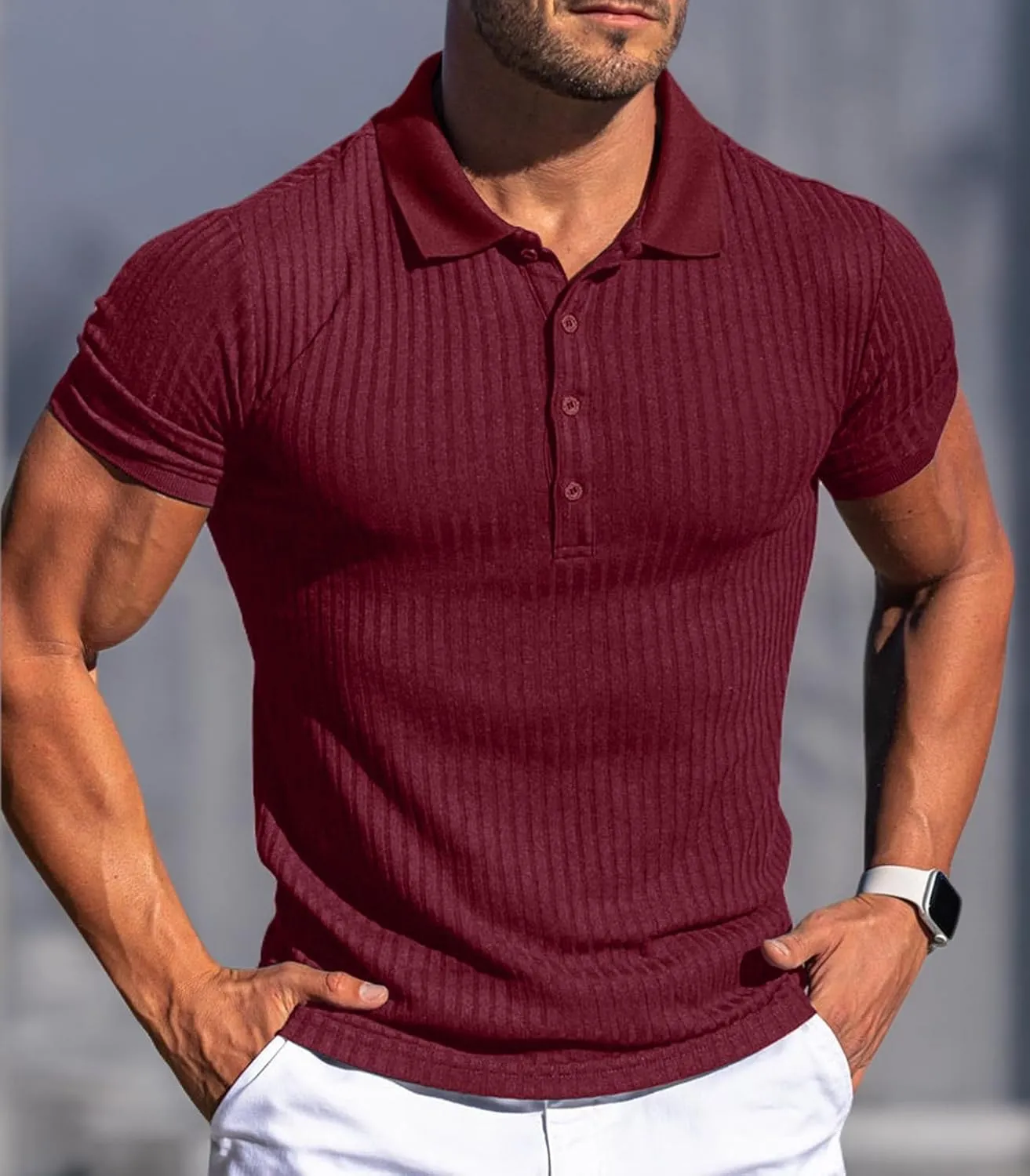 Askdeer Men's Polo Shirts Long/Short Sleeve Slim Fit Casual Shirts Classic Stretch Polo T Shirt Golf Shirts