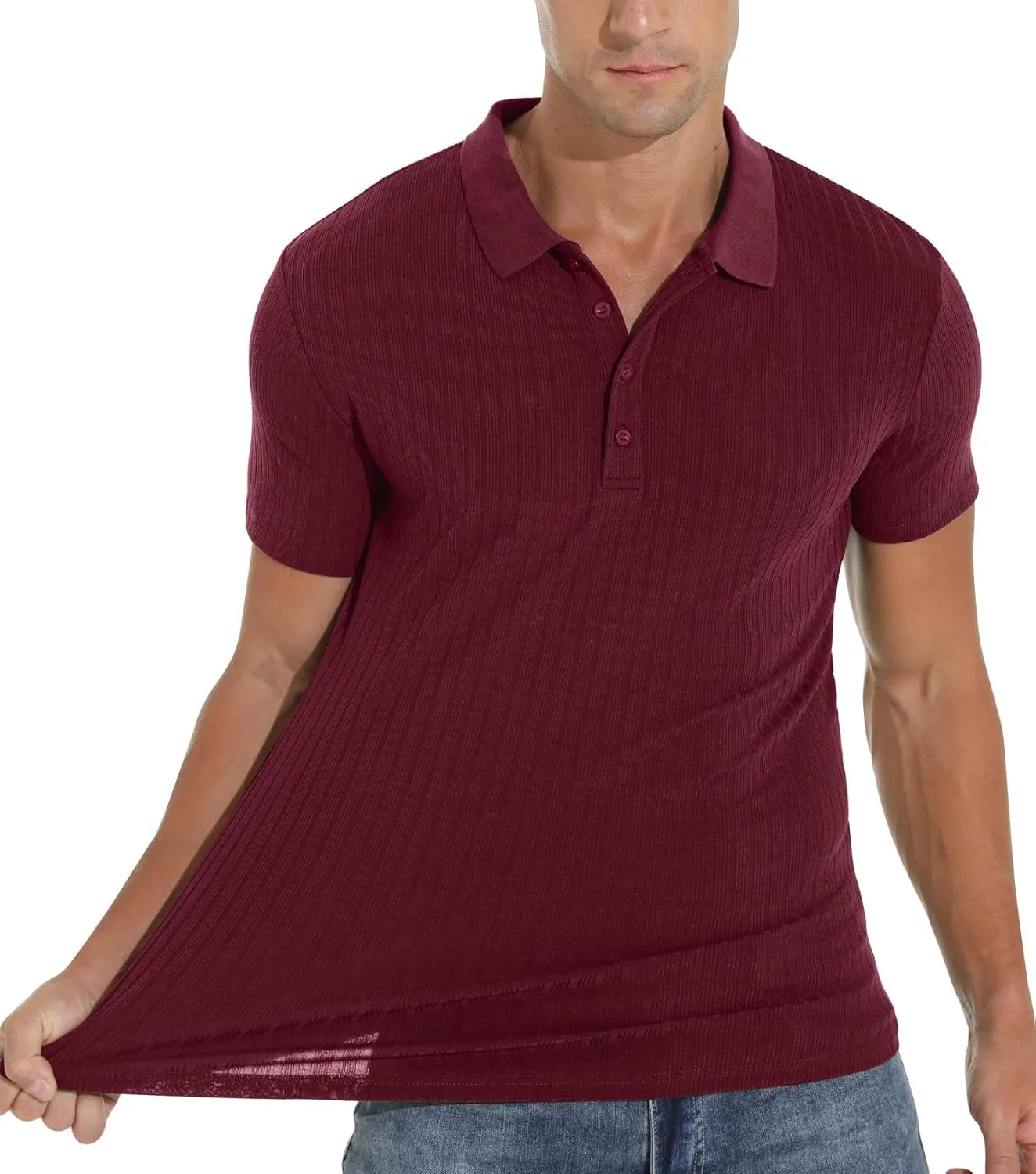 Askdeer Men's Polo Shirts Long/Short Sleeve Slim Fit Casual Shirts Classic Stretch Polo T Shirt Golf Shirts