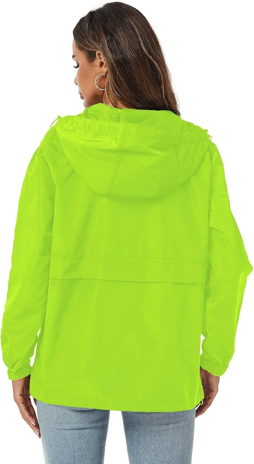 Avoogue Womens Rain Jacket with Hood,Pullover,Packable,Lightweight,Windbreaker,Waterproof,Breathable.