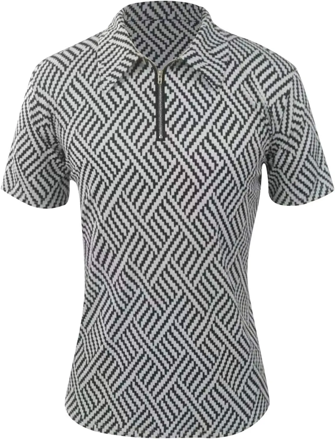 Burband Mens Fashion Short Sleeve Polo Shirts Big and Tall Zipper Dual Tipped Collar Slim Fit Paisley Floral Dad Shirts