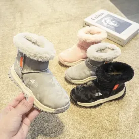 Camouflage Kids Plush Waterproof Snow Boots