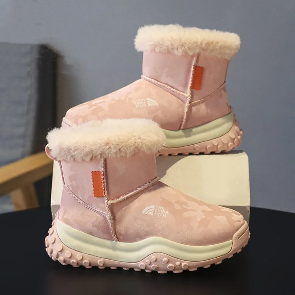 Camouflage Kids Plush Waterproof Snow Boots