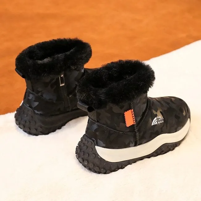 Camouflage Kids Plush Waterproof Snow Boots