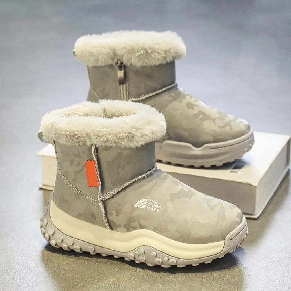 Camouflage Kids Plush Waterproof Snow Boots