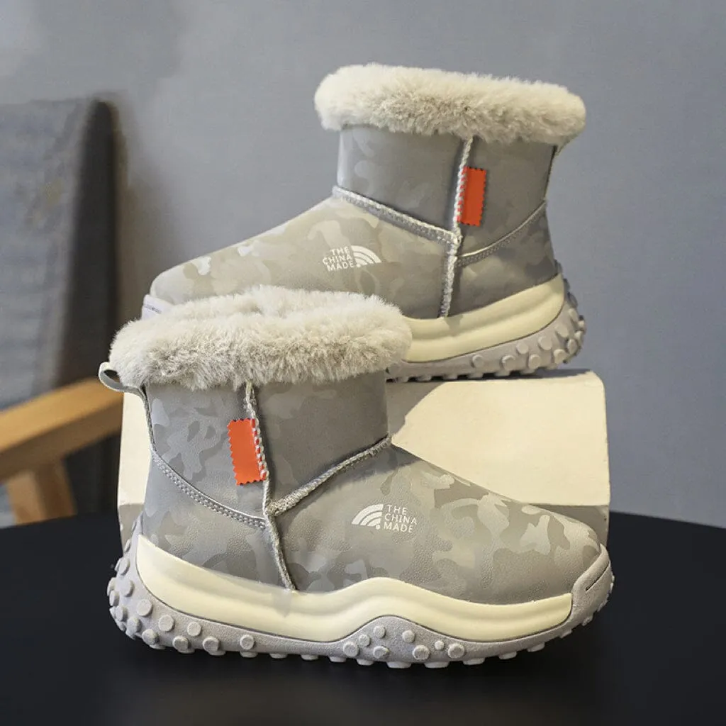 Camouflage Kids Plush Waterproof Snow Boots