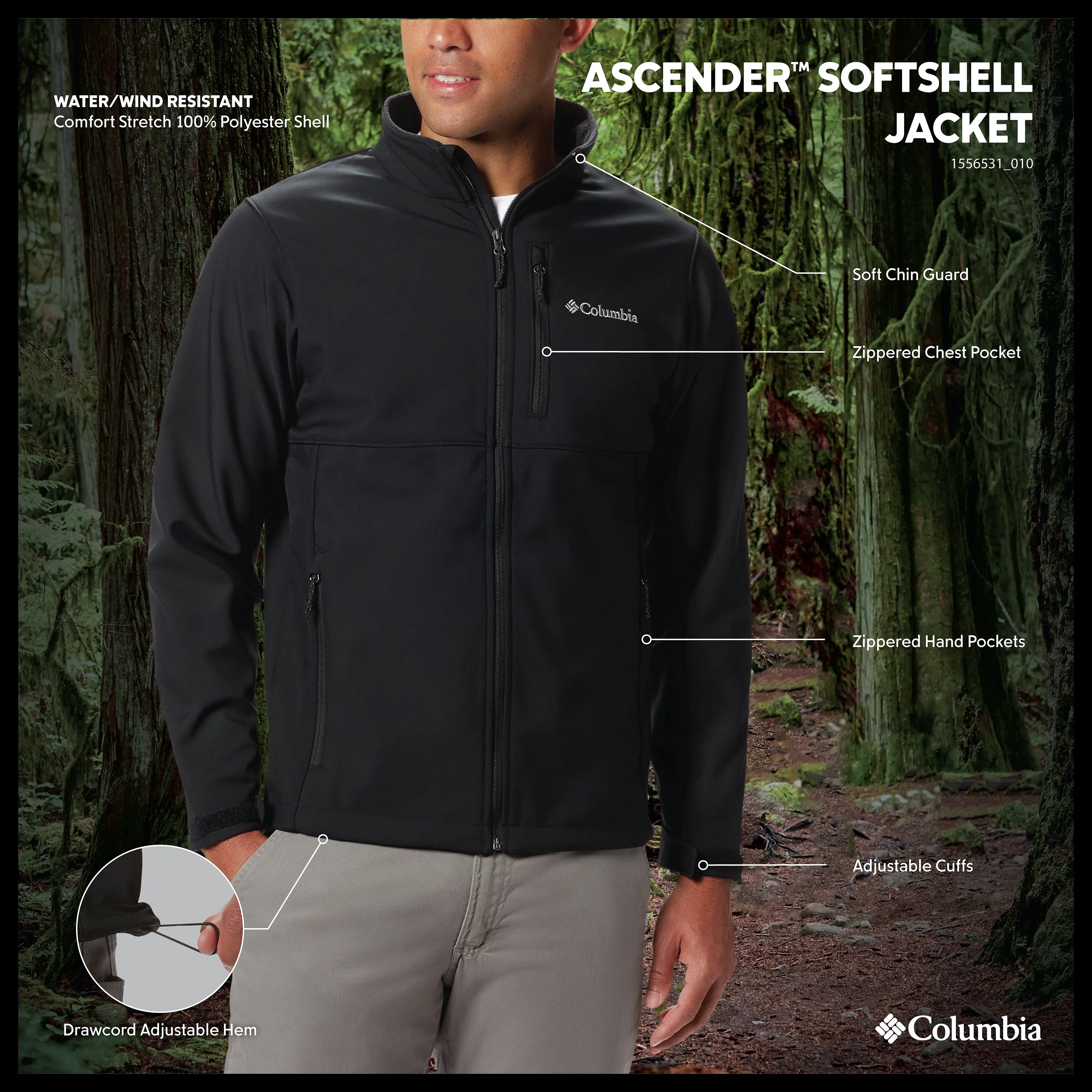 Columbia Ascender Softshell Jacket for Men - Graphite - XL
