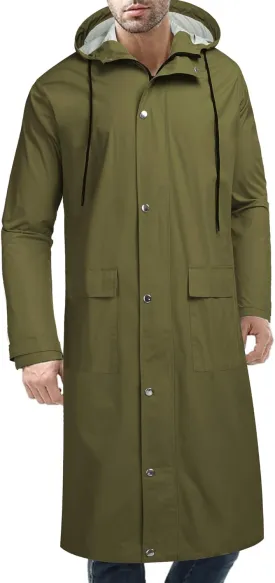 COOFANDY Men's Rain Jacket with Hood Waterproof Lightweight Active Long Raincoat