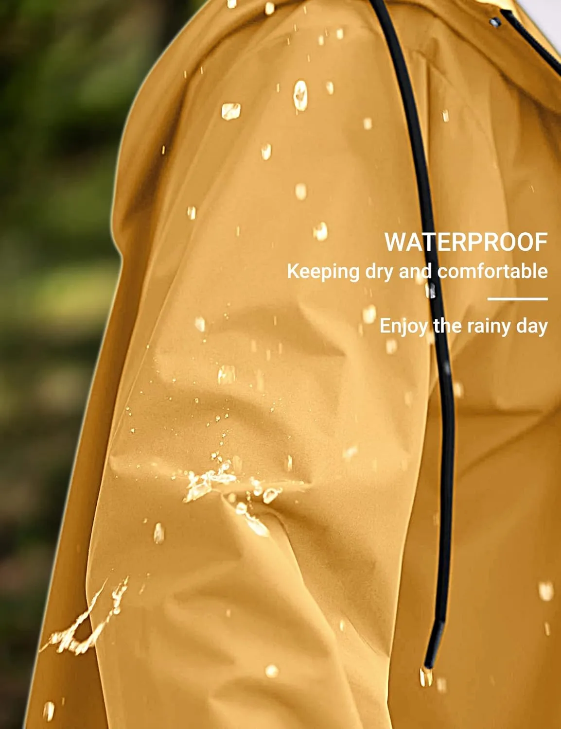 COOFANDY Men's Rain Jacket with Hood Waterproof Lightweight Active Long Raincoat