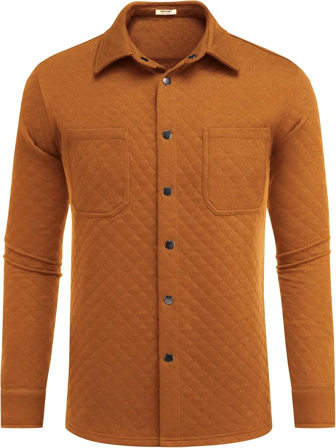 COOFANDY Mens Shacket Long Sleeve Shirt Jacket with Pockets Lightweight Quilted Overshirt