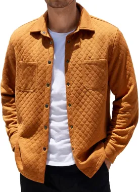 COOFANDY Mens Shacket Long Sleeve Shirt Jacket with Pockets Lightweight Quilted Overshirt