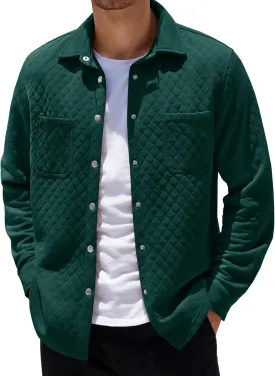 COOFANDY Mens Shacket Long Sleeve Shirt Jacket with Pockets Lightweight Quilted Overshirt
