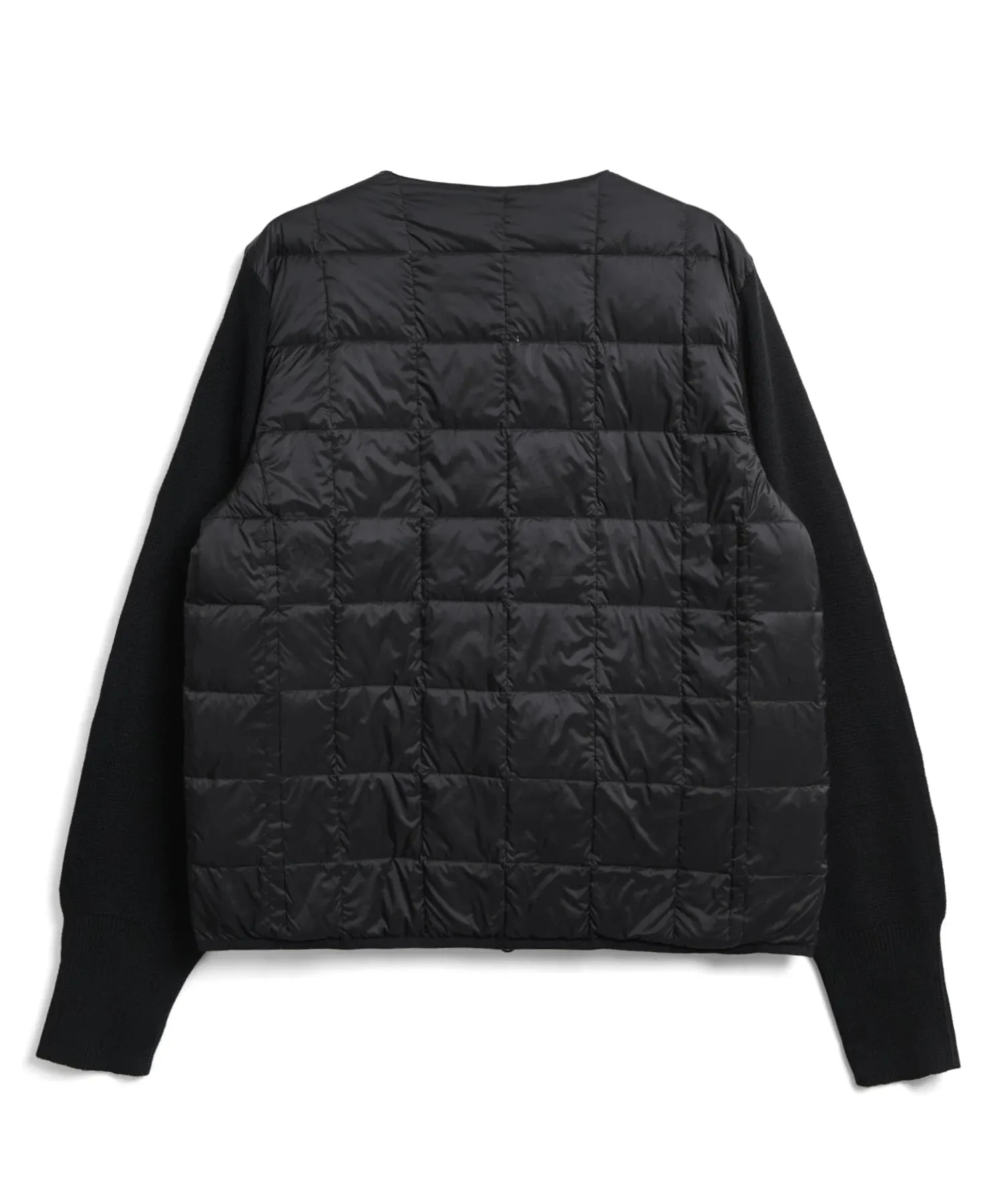 CREW NECK KNIT/DOWN JACKET - Black