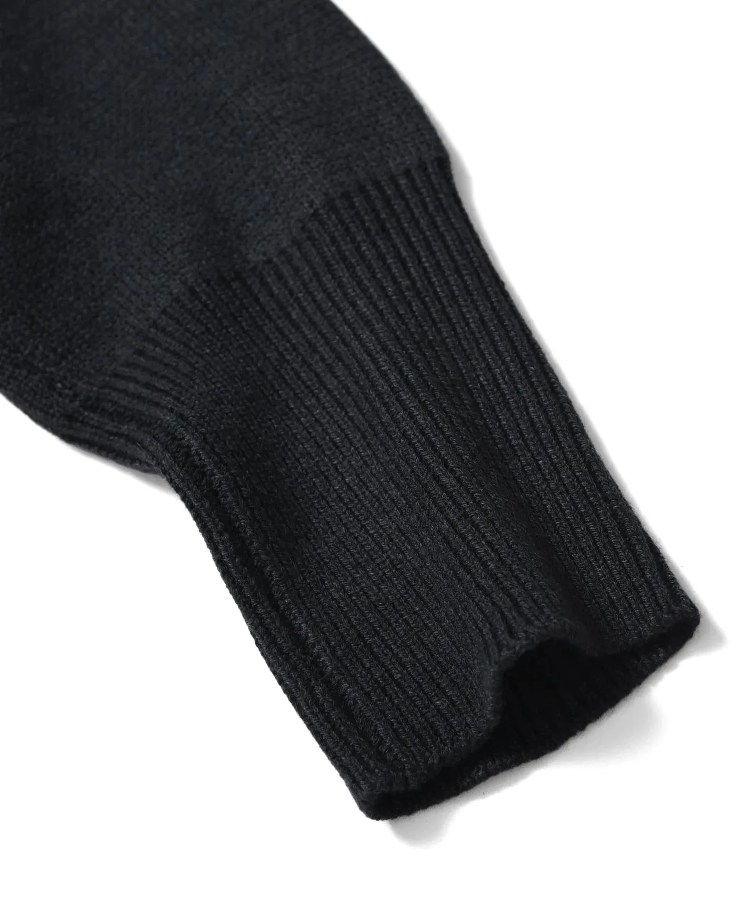 CREW NECK KNIT/DOWN JACKET - Black