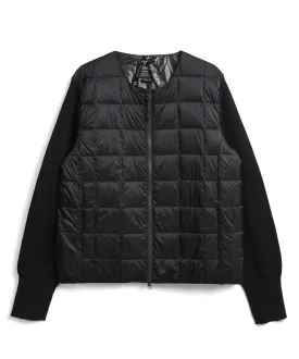 CREW NECK KNIT/DOWN JACKET - Black