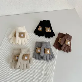 Cute Square Bear Knitted Gloves