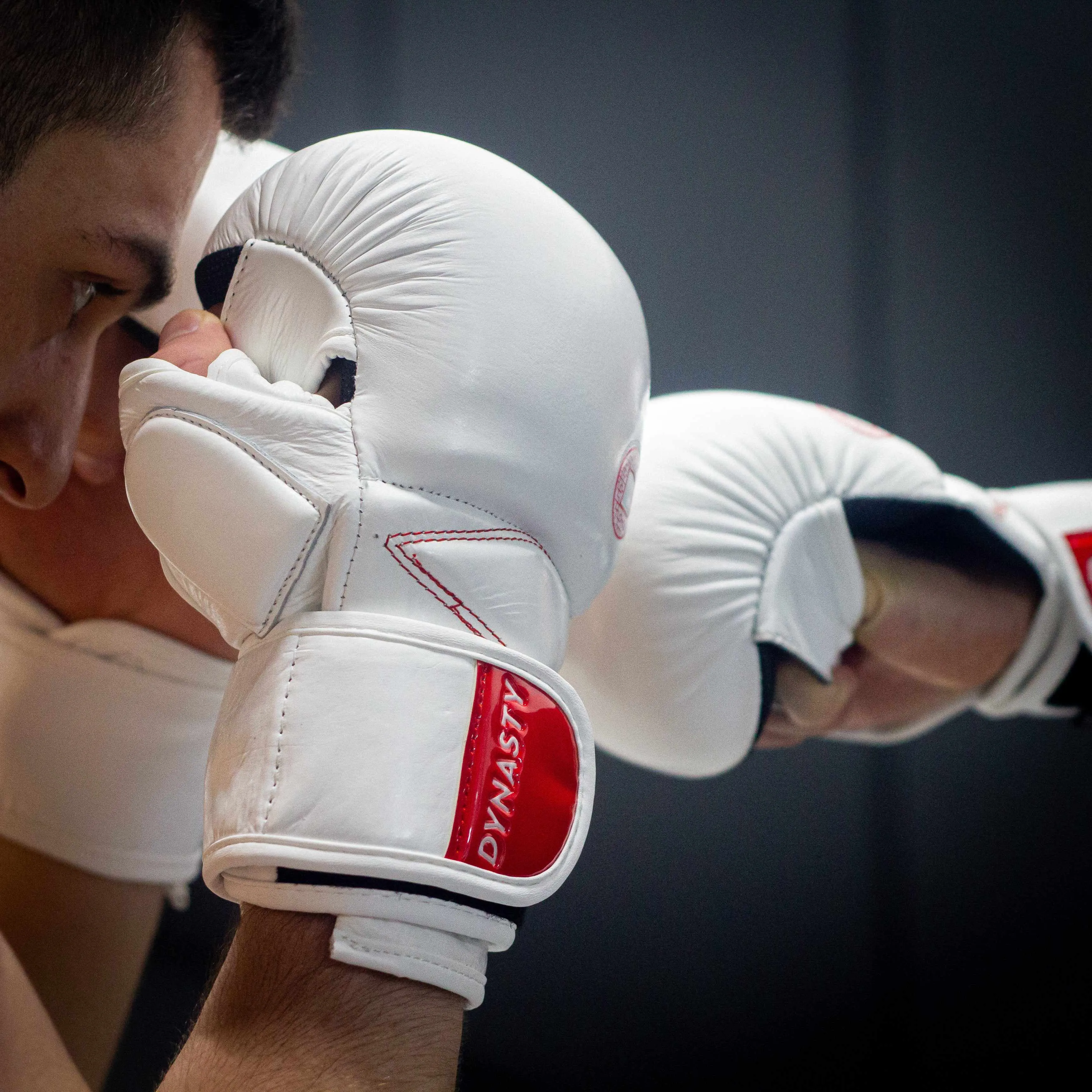 Dynasty Diamond Pro MMA Sparring Gloves (White / Red)