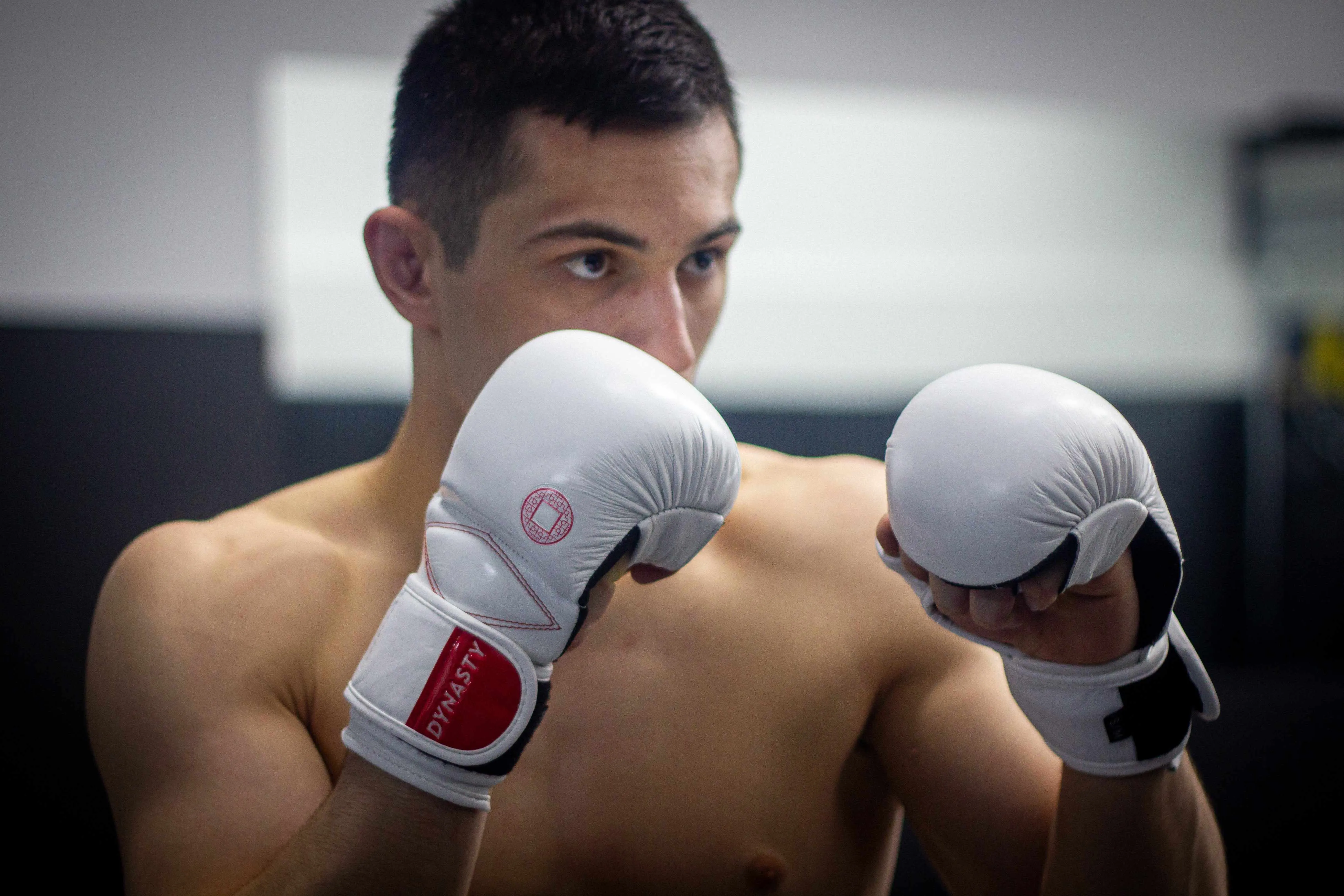 Dynasty Diamond Pro MMA Sparring Gloves (White / Red)