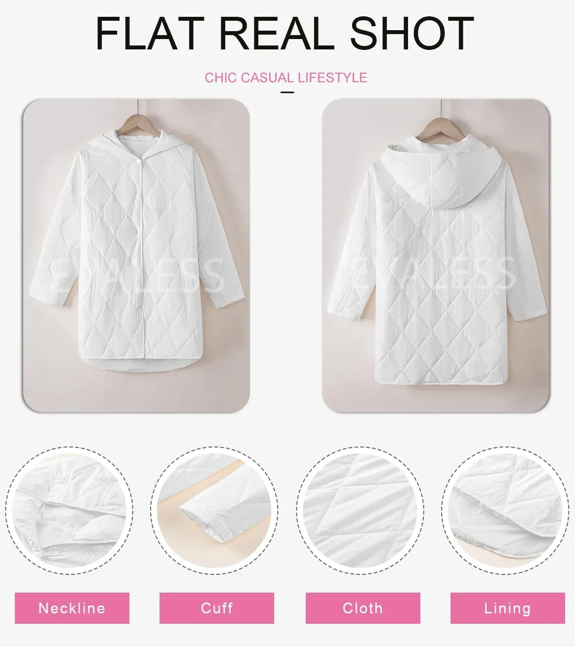 EVALESS Long Jackets for Women Fashion 2024 Winter Coat for Women Business Casual Diamond Quilted Hooded Lightweight Jackets