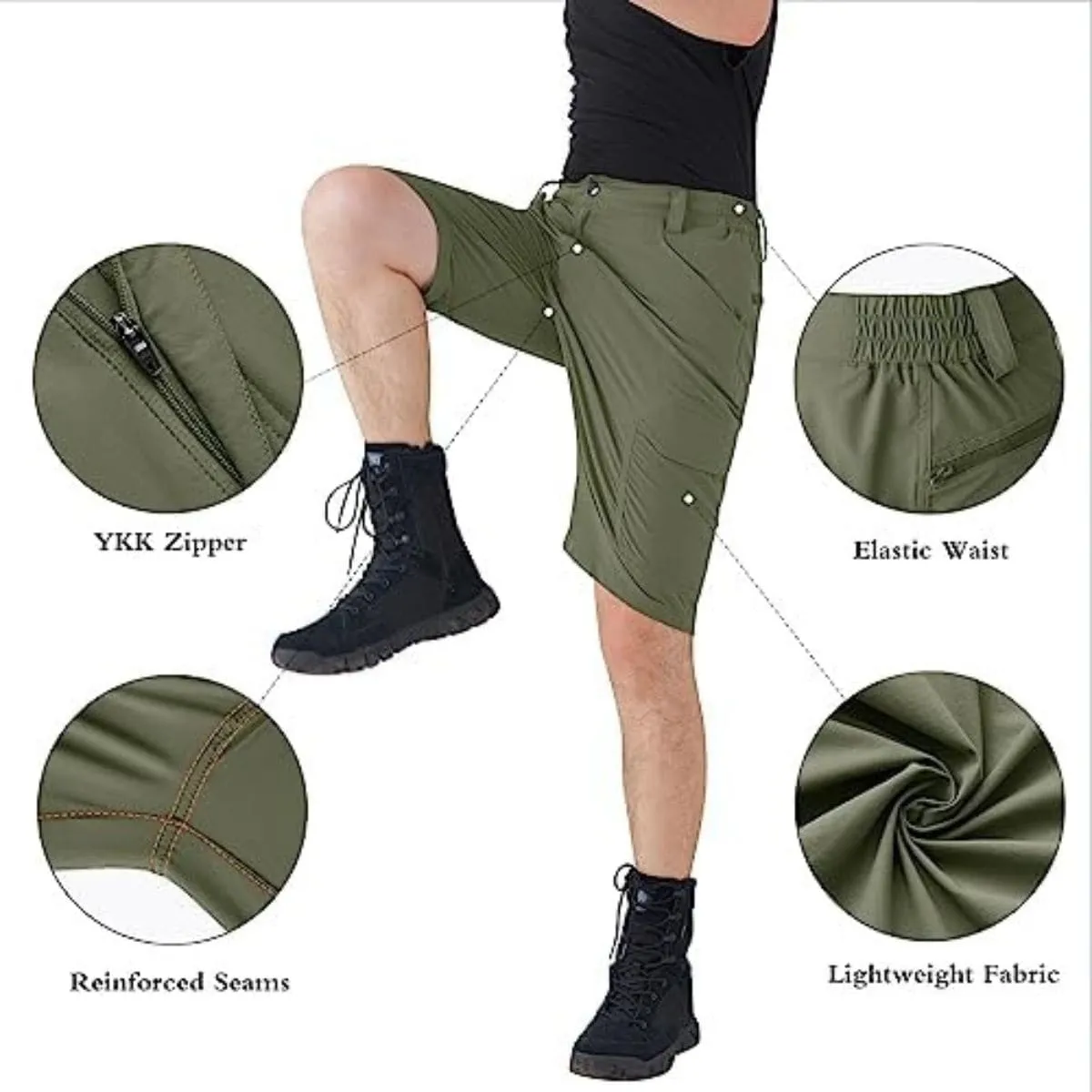 FREEKITE Men's Quick Dry Ripstop Tactical Work Shorts w/ Pockets
