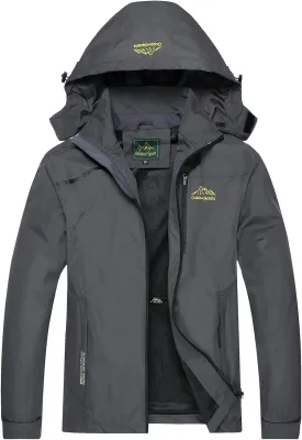 GIISAM Mens Windproof Jacket Waterproof Lightweight Mountain Sport Jacket for Men Hooded Windbreaker Raincoat