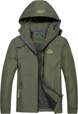 GIISAM Mens Windproof Jacket Waterproof Lightweight Mountain Sport Jacket for Men Hooded Windbreaker Raincoat