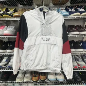 Guess Men's Pullover Half Zip Windbreaker Black, Red, And White Size S