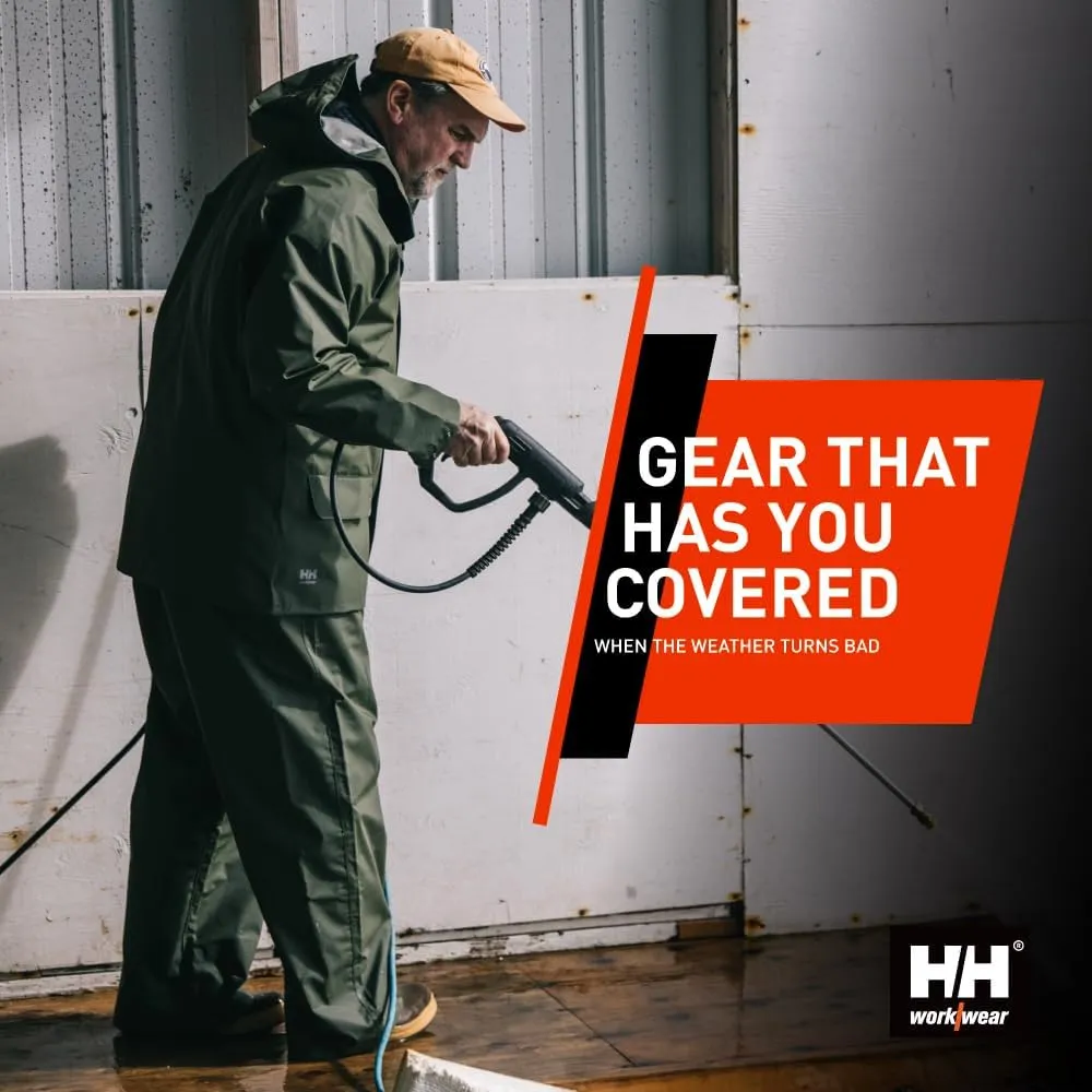 Helly-Hansen Workwear Mandal Adjustable Waterproof Jackets for Men - Heavy Duty Comfortable PVC-Coated Protective Rain Coat