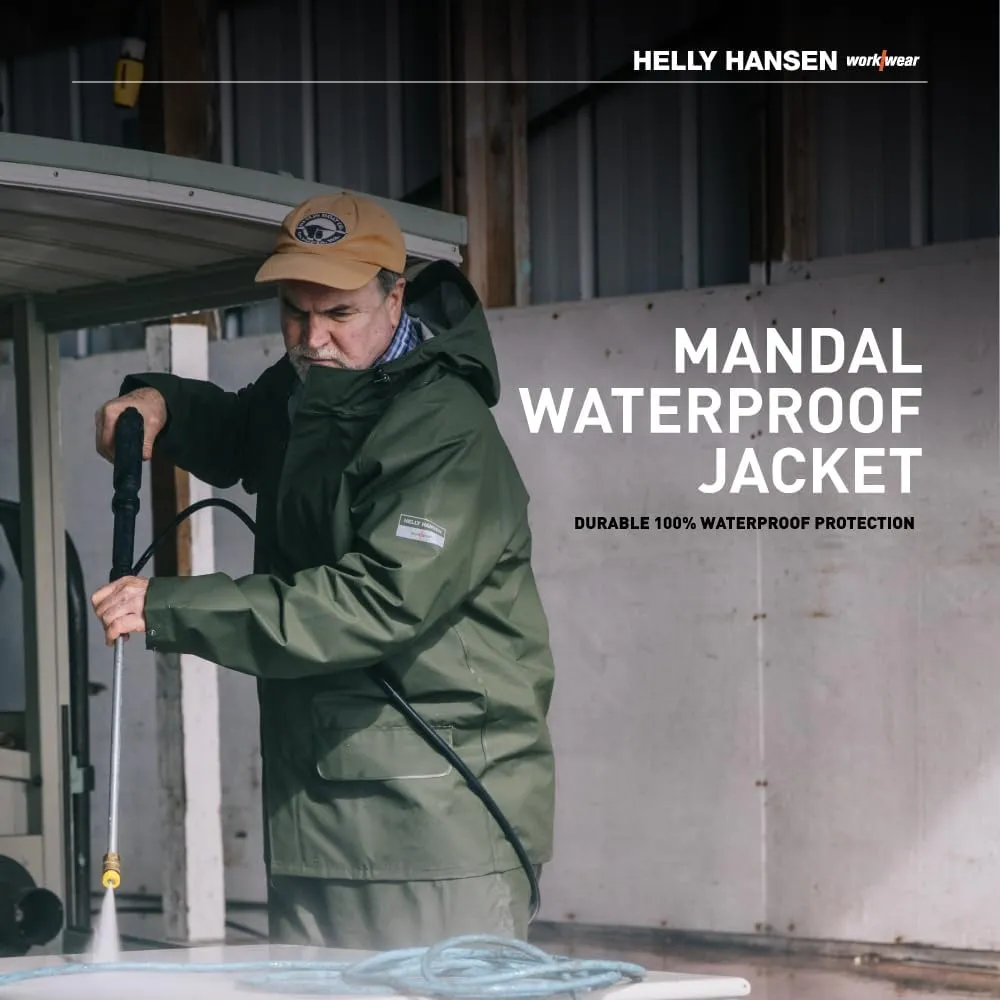 Helly-Hansen Workwear Mandal Adjustable Waterproof Jackets for Men - Heavy Duty Comfortable PVC-Coated Protective Rain Coat