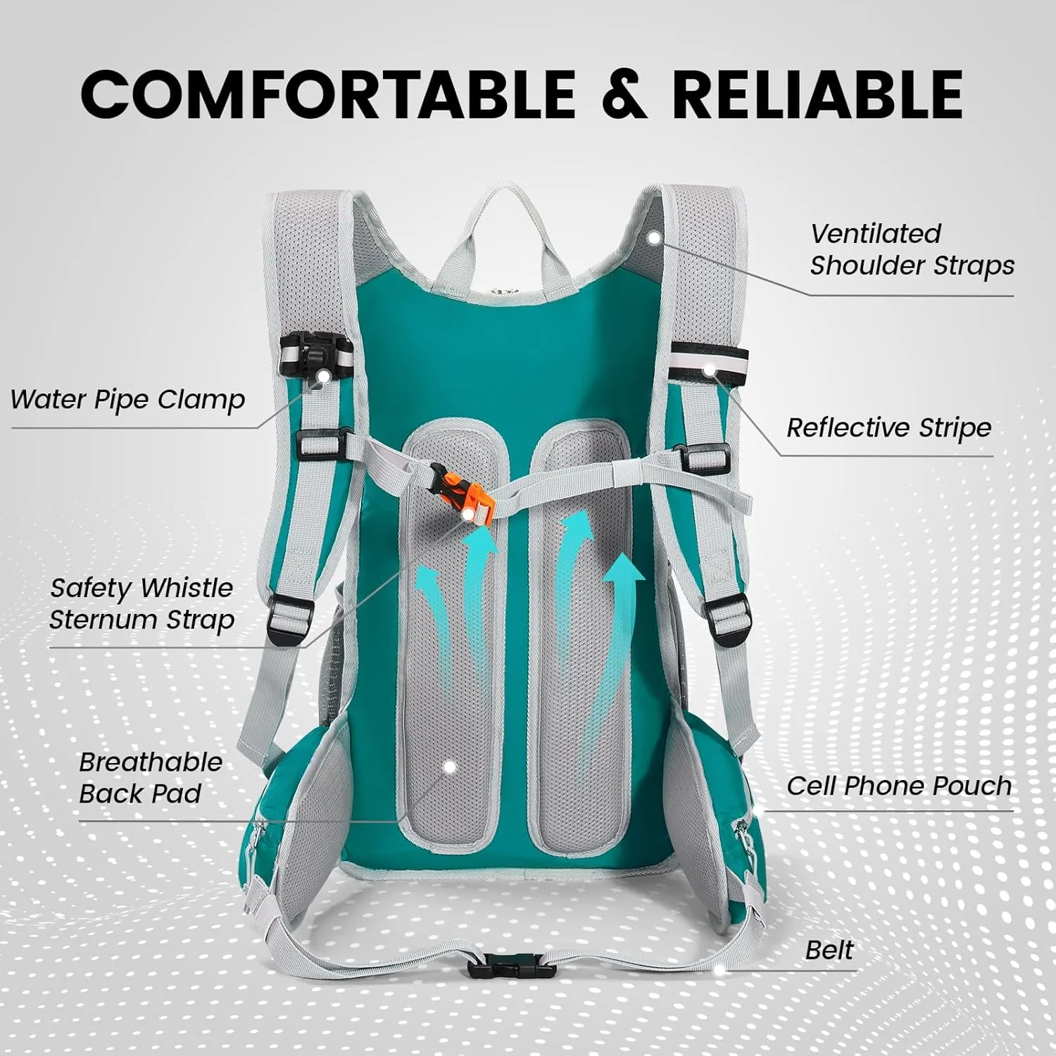 Hiking Backpack with 3L Water Bladder, 18L Hydration Pack Backpack for Women & Men, Lightweight Day Pack, Hydropack for Hiking, Cycling