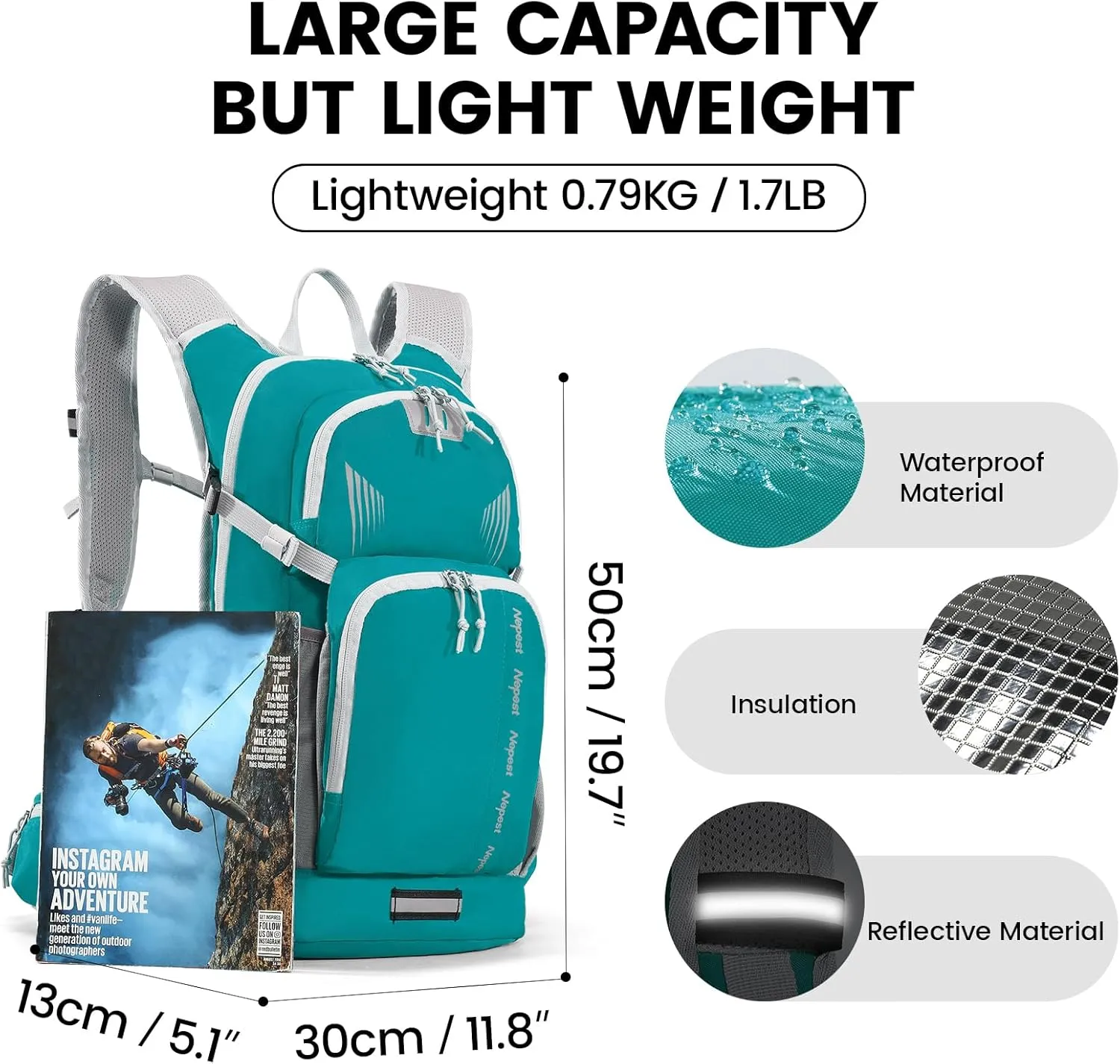 Hiking Backpack with 3L Water Bladder, 18L Hydration Pack Backpack for Women & Men, Lightweight Day Pack, Hydropack for Hiking, Cycling