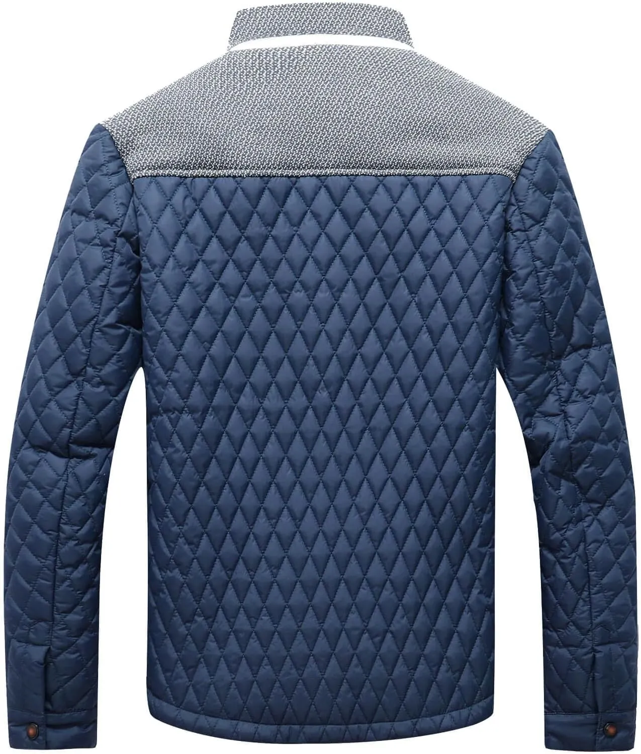 HYPESTFIT Men's Diamond Quilted Puffer Down Jacket Lightweight Business Casual Button Down Shirts