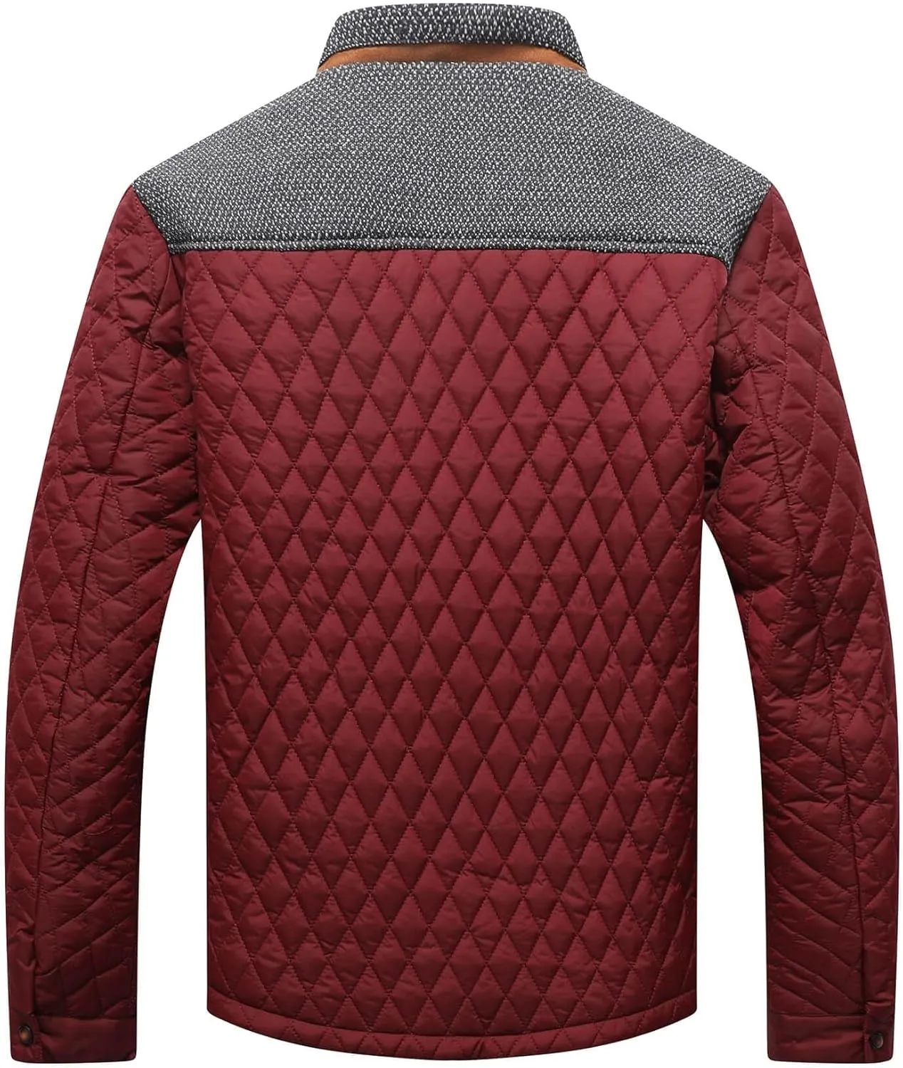 HYPESTFIT Men's Diamond Quilted Puffer Down Jacket Lightweight Business Casual Button Down Shirts