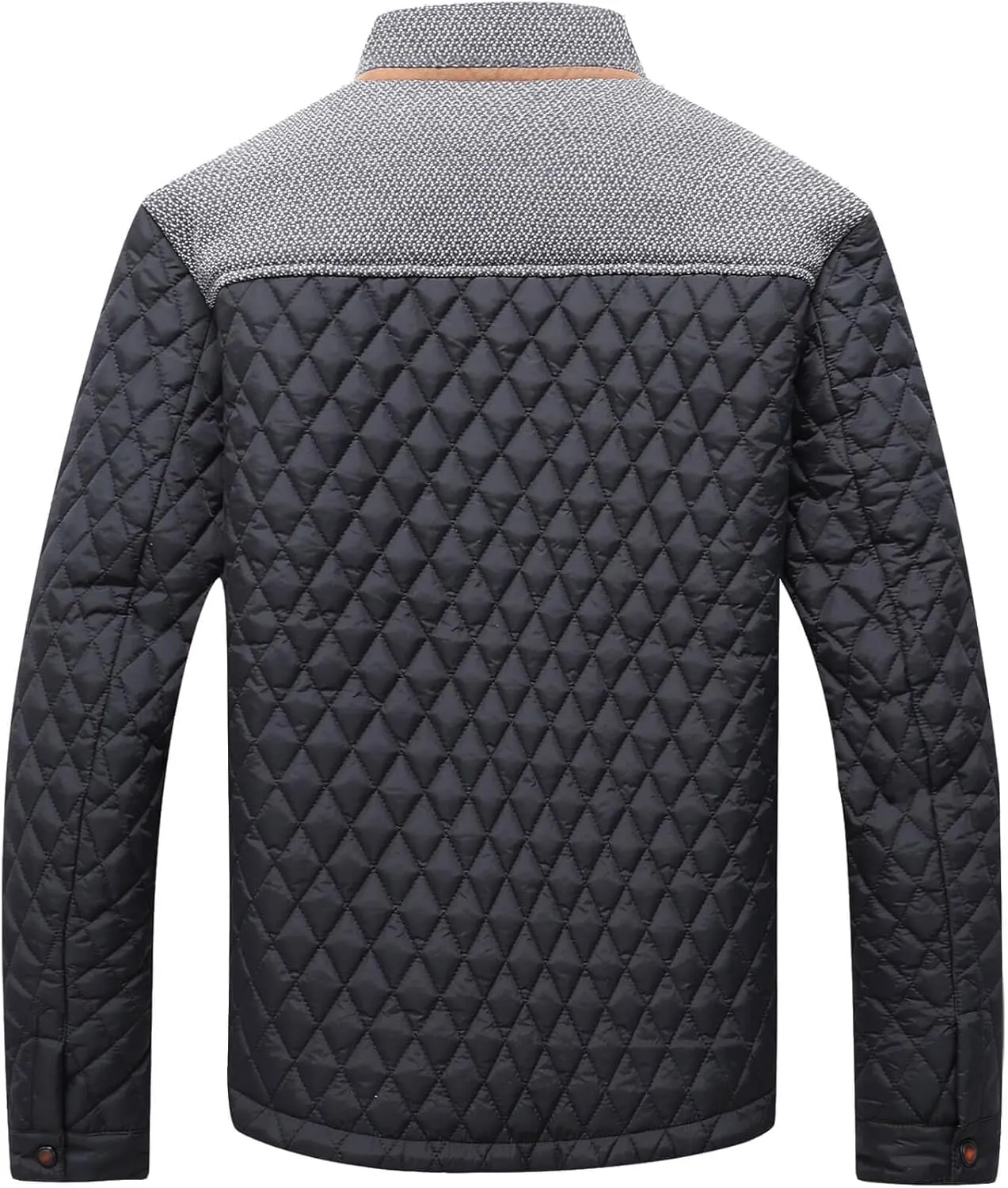 HYPESTFIT Men's Diamond Quilted Puffer Down Jacket Lightweight Business Casual Button Down Shirts