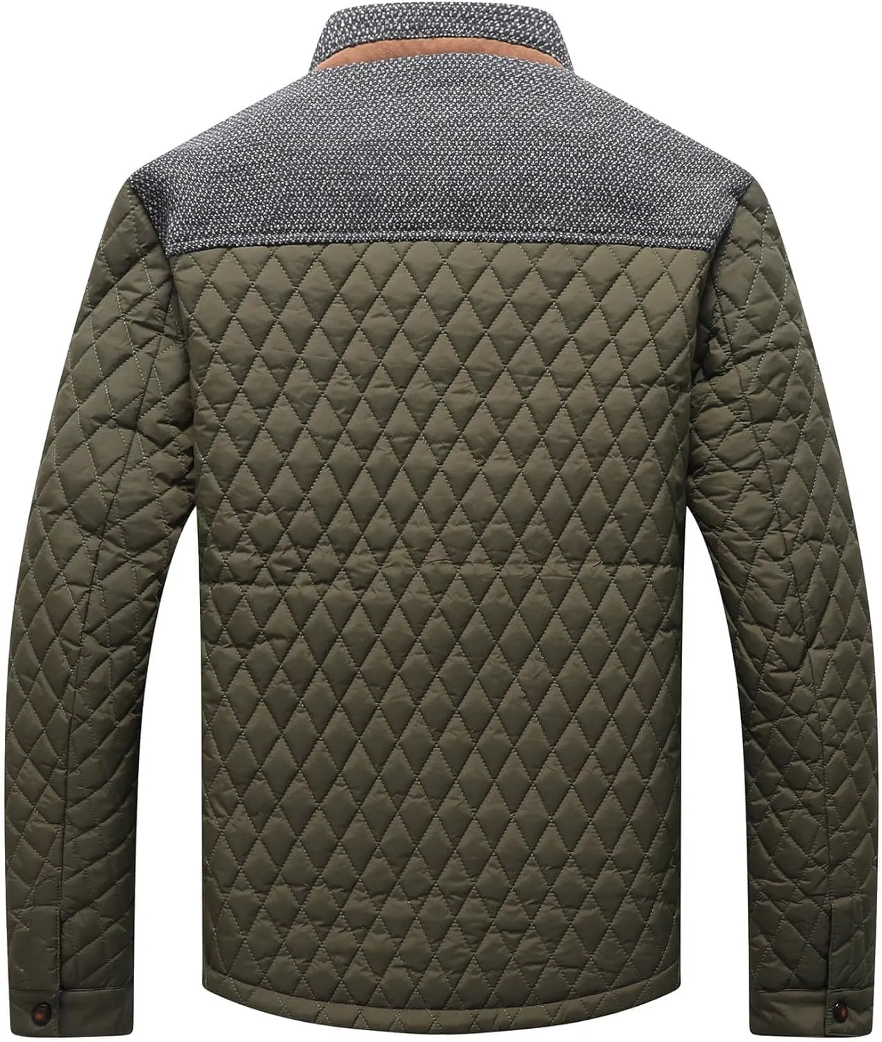 HYPESTFIT Men's Diamond Quilted Puffer Down Jacket Lightweight Business Casual Button Down Shirts