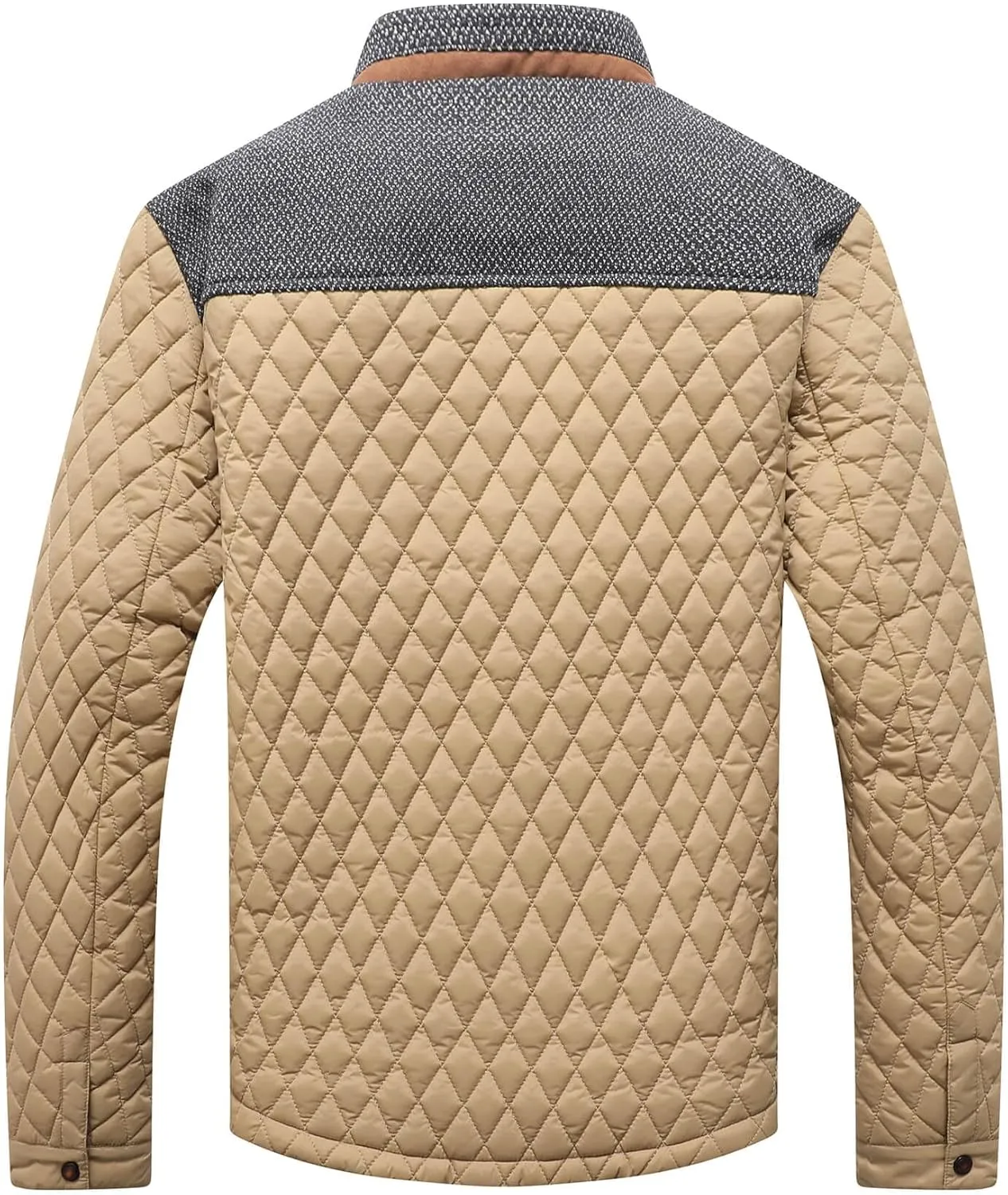 HYPESTFIT Men's Diamond Quilted Puffer Down Jacket Lightweight Business Casual Button Down Shirts
