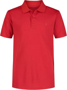 IZOD Boys' Performance Golf Grid Short Sleeve Stretch Collared Polo Shirt