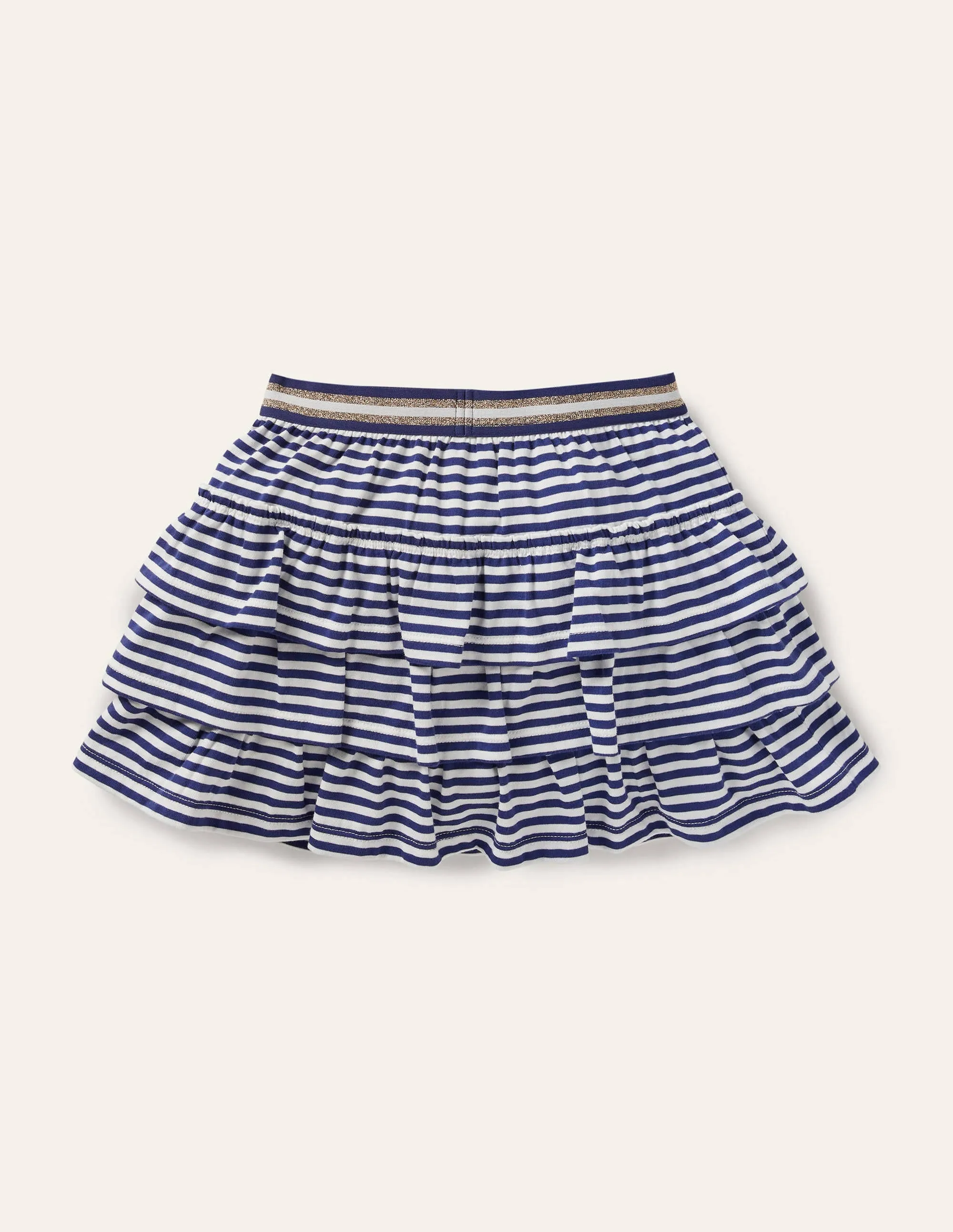 Jersey Ruffle Skort-Indigo Navy/ White