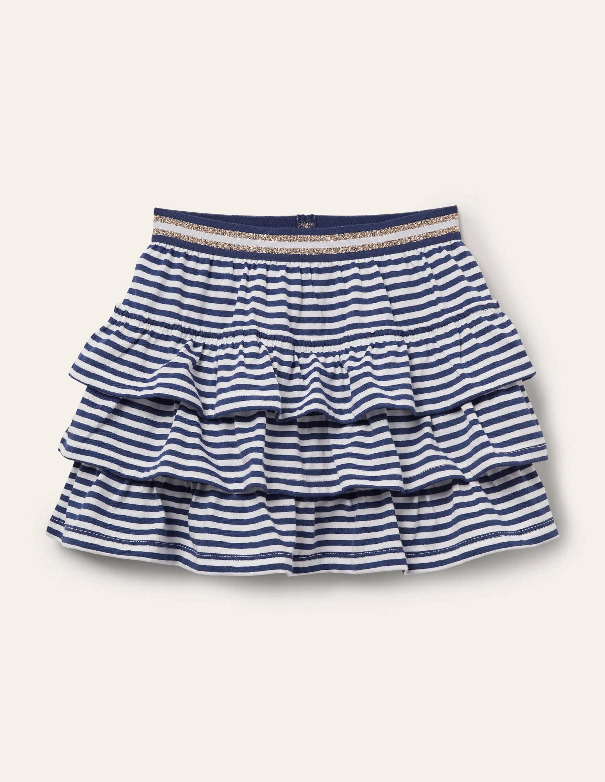 Jersey Ruffle Skort-Indigo Navy/ White