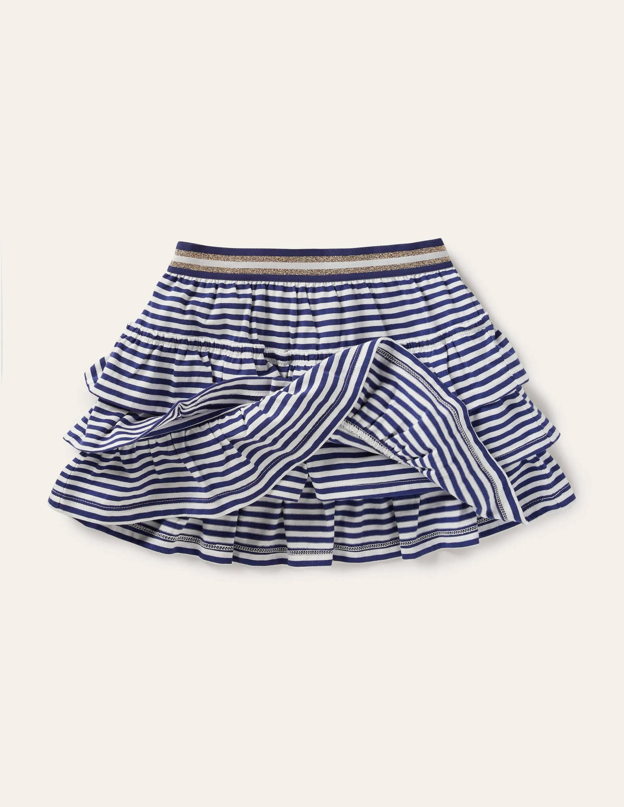 Jersey Ruffle Skort-Indigo Navy/ White