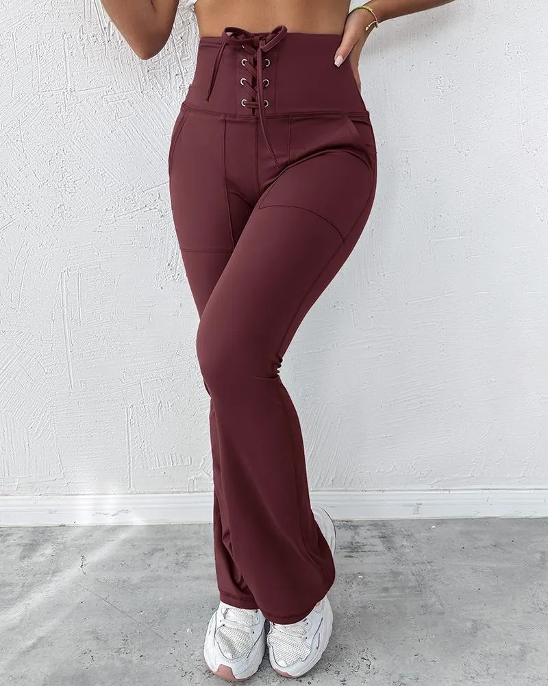 Lace up Quick Dry Active Flared Pants
