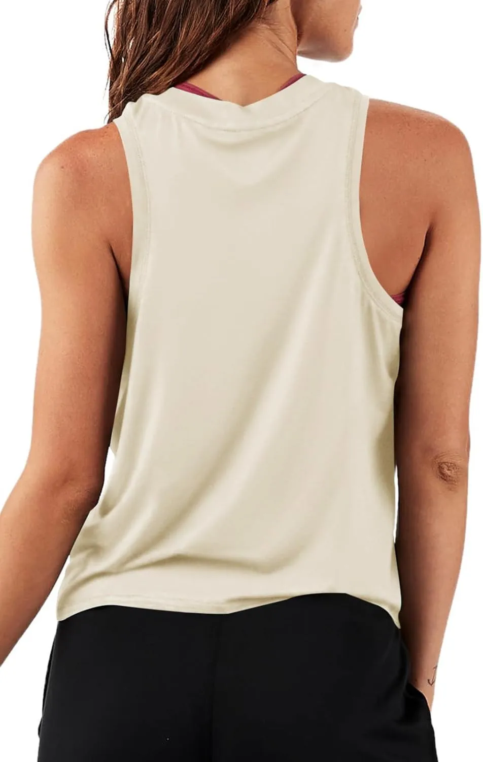 LASLULU Womens Crop Tops Sleeveless Workout Tops Halter Neck Cropped Tank Flowy Athletic Shirts Muscle Tank