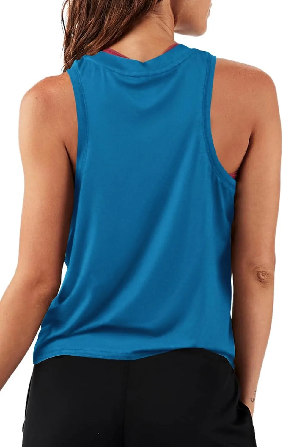 LASLULU Womens Crop Tops Sleeveless Workout Tops Halter Neck Cropped Tank Flowy Athletic Shirts Muscle Tank