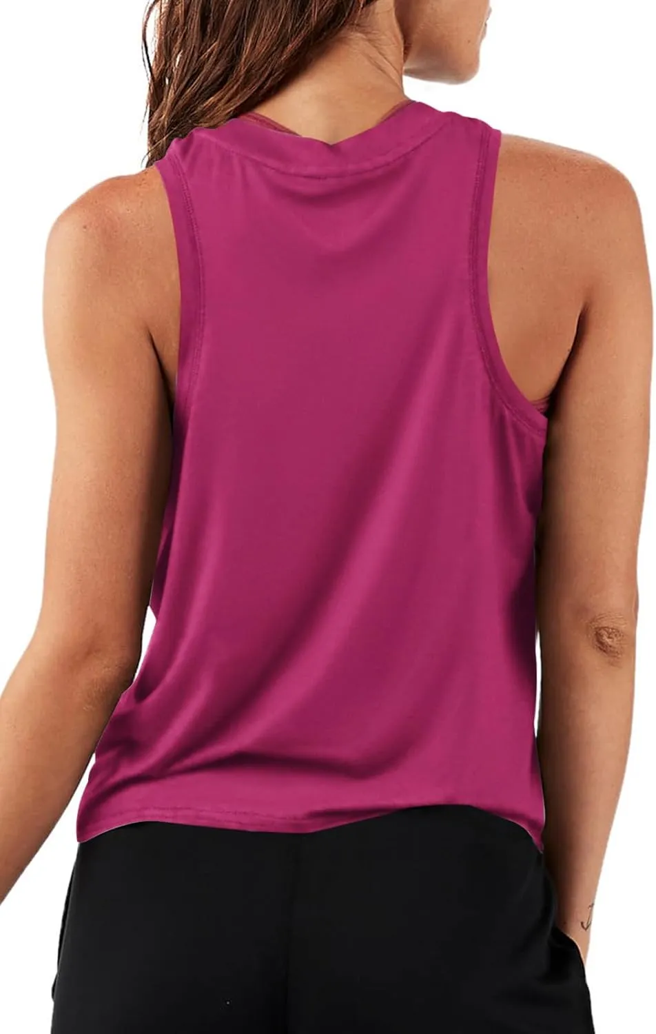 LASLULU Womens Crop Tops Sleeveless Workout Tops Halter Neck Cropped Tank Flowy Athletic Shirts Muscle Tank