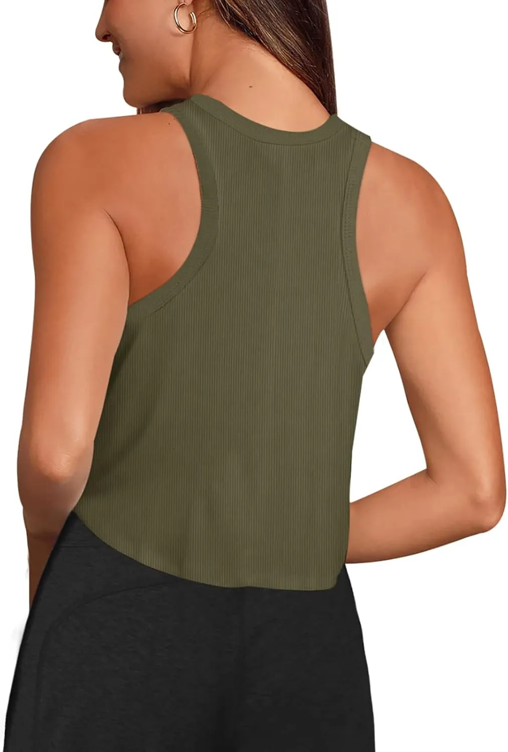 LASLULU Womens Crop Tops Sleeveless Workout Tops Halter Neck Flowy Athletic Shirts Cropped Tank Muscle Tank