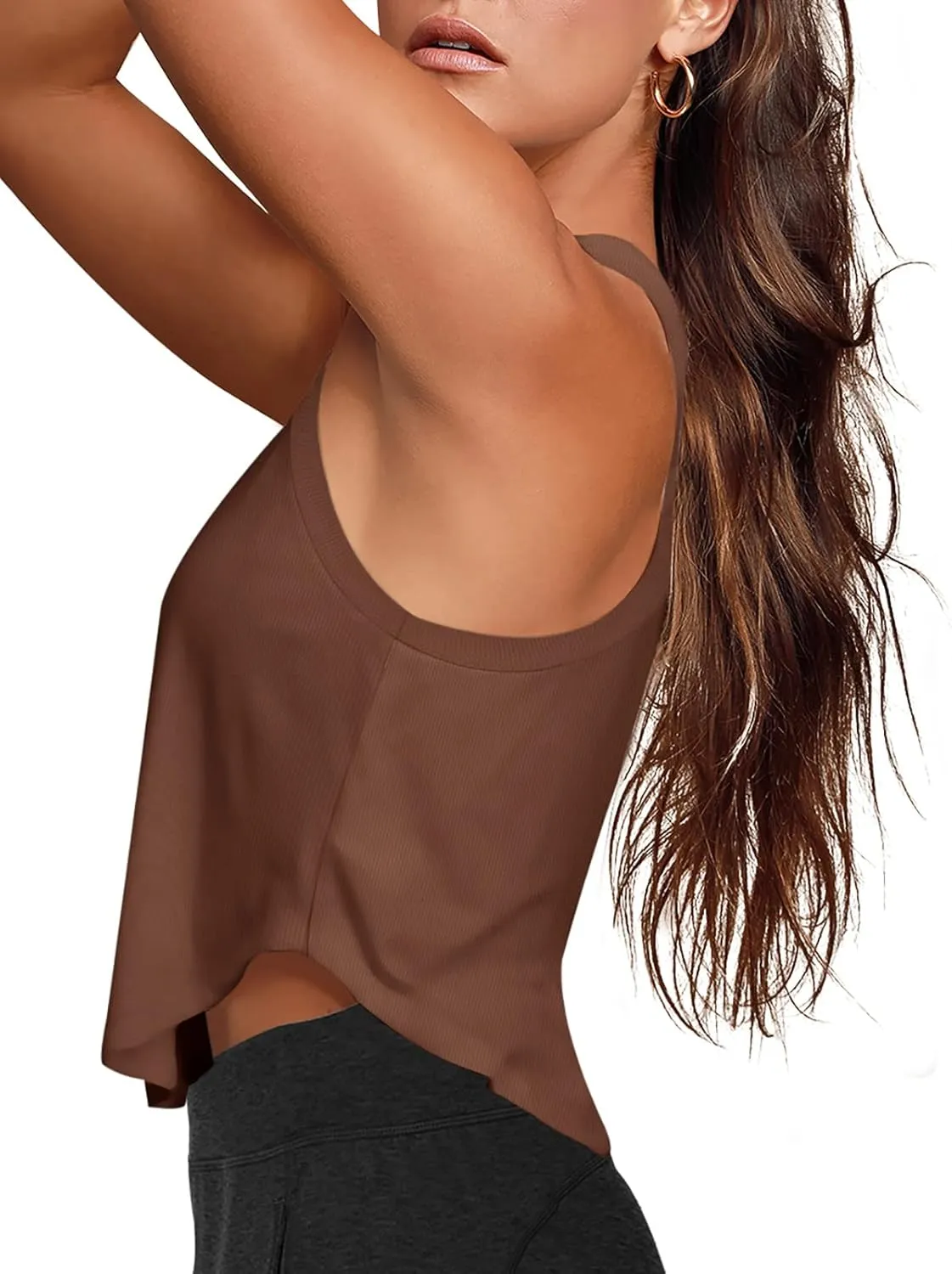 LASLULU Womens Crop Tops Sleeveless Workout Tops Halter Neck Flowy Athletic Shirts Cropped Tank Muscle Tank