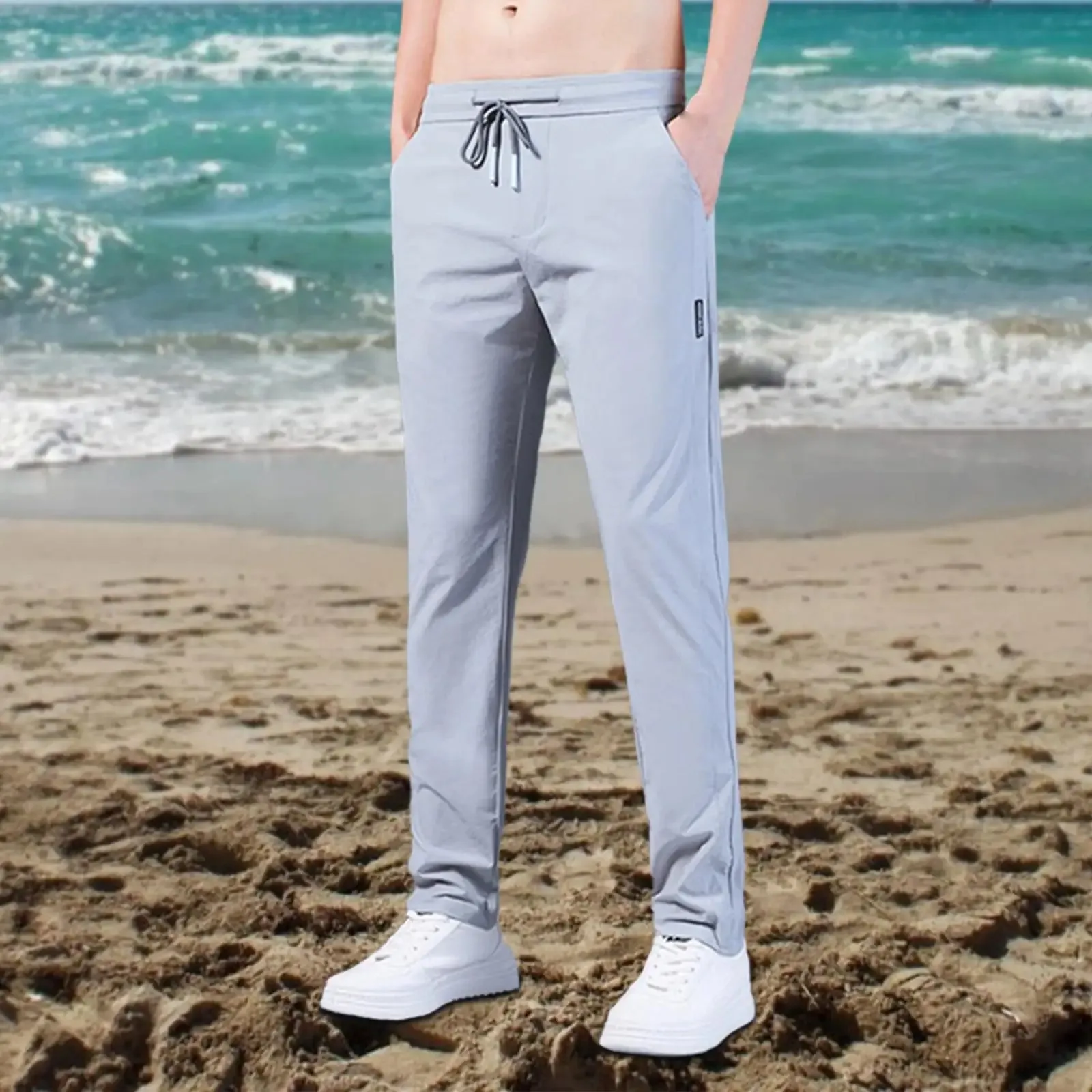 Men Quick Dry Pencil Pants Summer Elastic Ice Sports