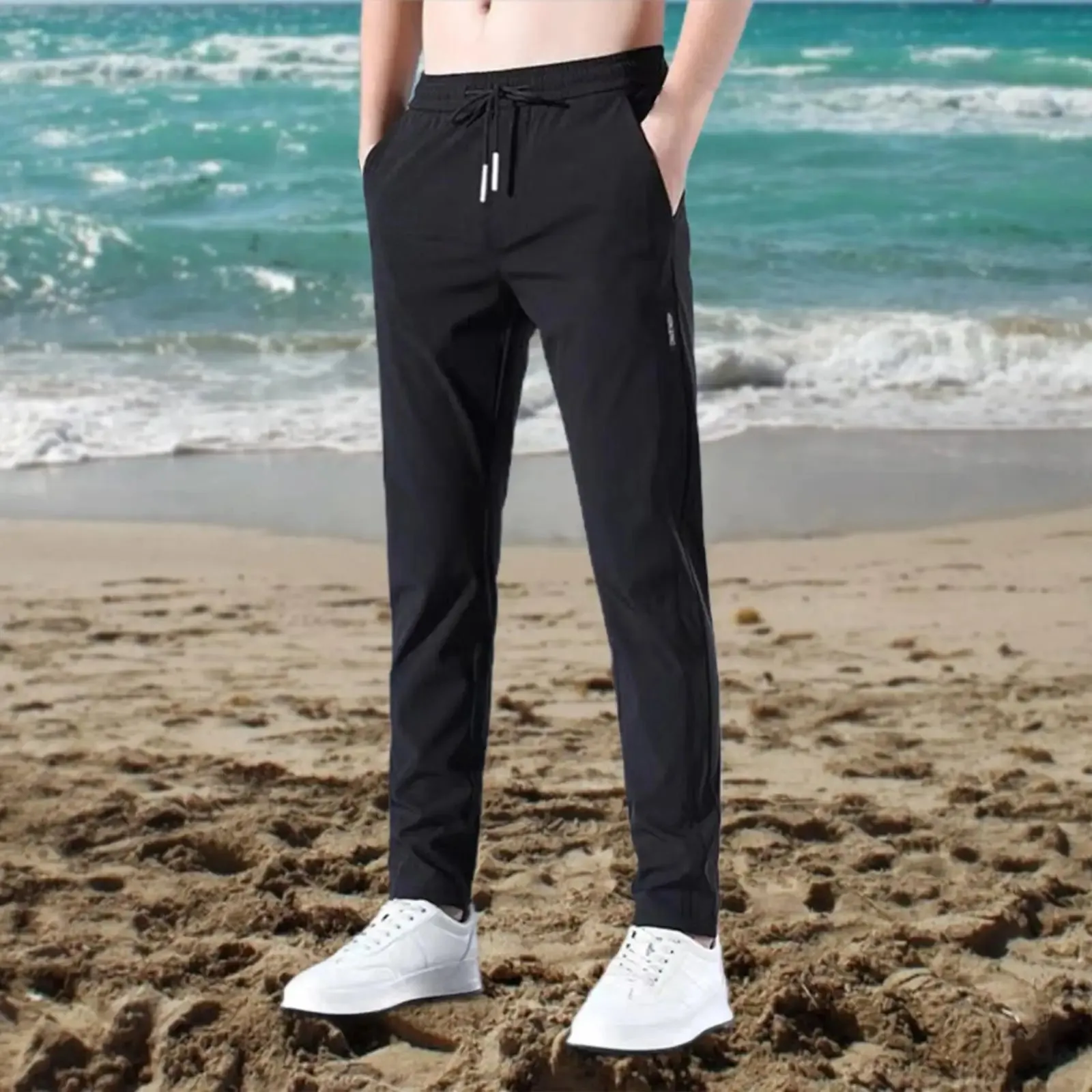 Men Quick Dry Pencil Pants Summer Elastic Ice Sports