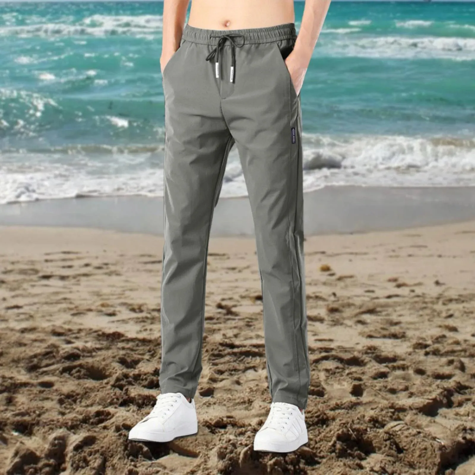 Men Quick Dry Pencil Pants Summer Elastic Ice Sports